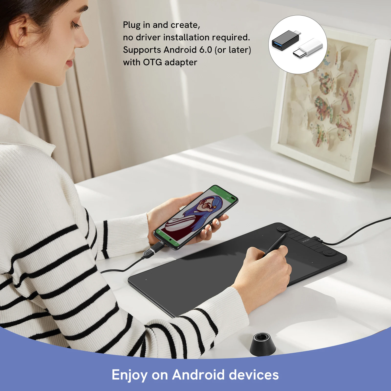 Polegada da Tabuleta Gráfica Vk1060pro 10x com 8192 Nível Bateria-livre Caneta Suporte Android Windows Mac Almofada de Desenho Digital Vk1060pro - Imagem 5