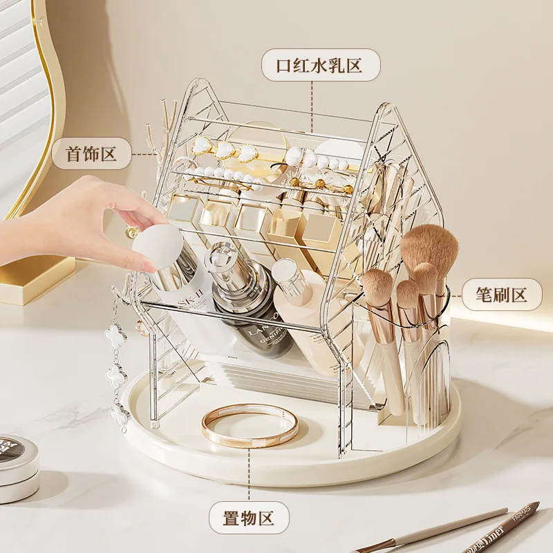 회전식 화장품 보관함, 고급 데스크탑 립스틱 정리함, 화장대, 스킨케어 제품, 메이크업 보관 랙