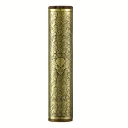 Embossed Buddha Dragon Skull Metal Cigarette Storage Case - Portable & Airtight Waterproof Container (Bronze Skull)