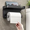 1pc Toilet Paper Holder - Space-Saving Wall-Mounted Perforated Storage Rack with Toilet Manager Holder 3