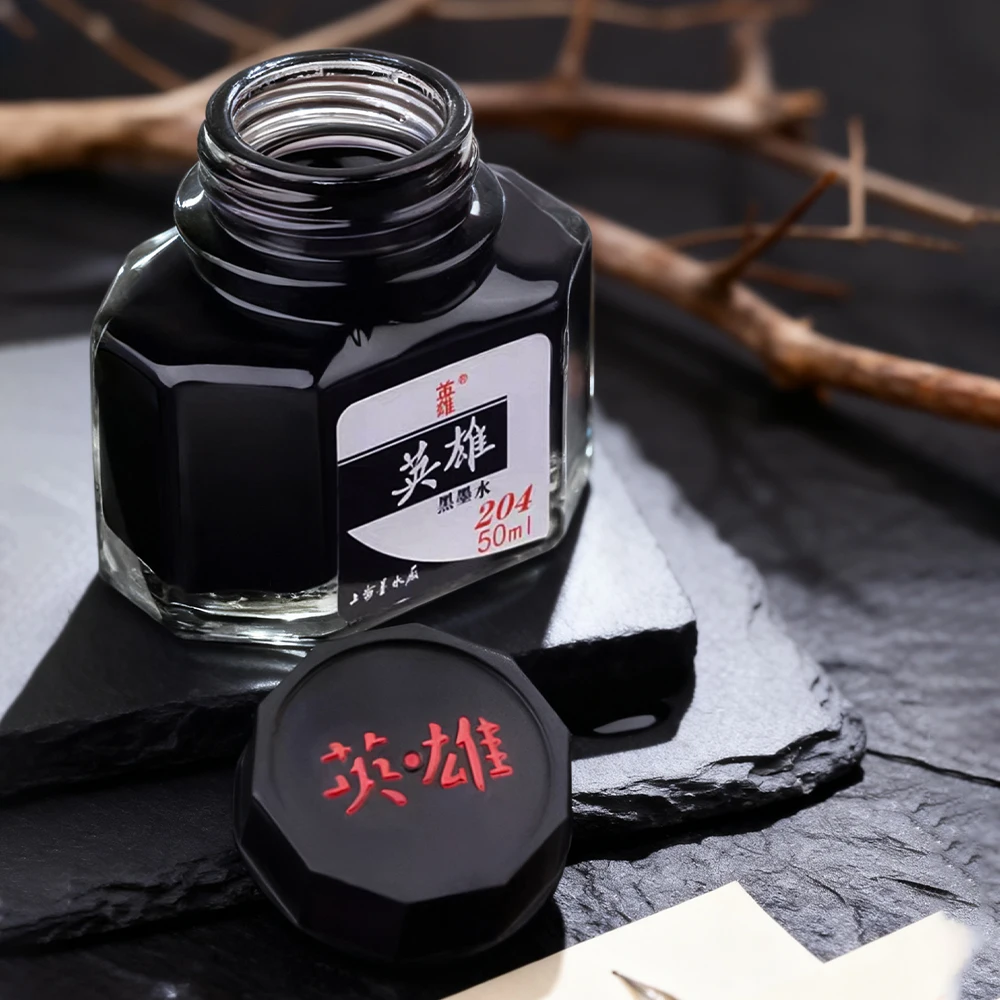 히어로 메탈 만년필 204 블루-블랙 잉크 50ml 병 클래식 막힘 방지 잉크 펜 이상적인 학교 사무실 드로잉 부드러운 필기