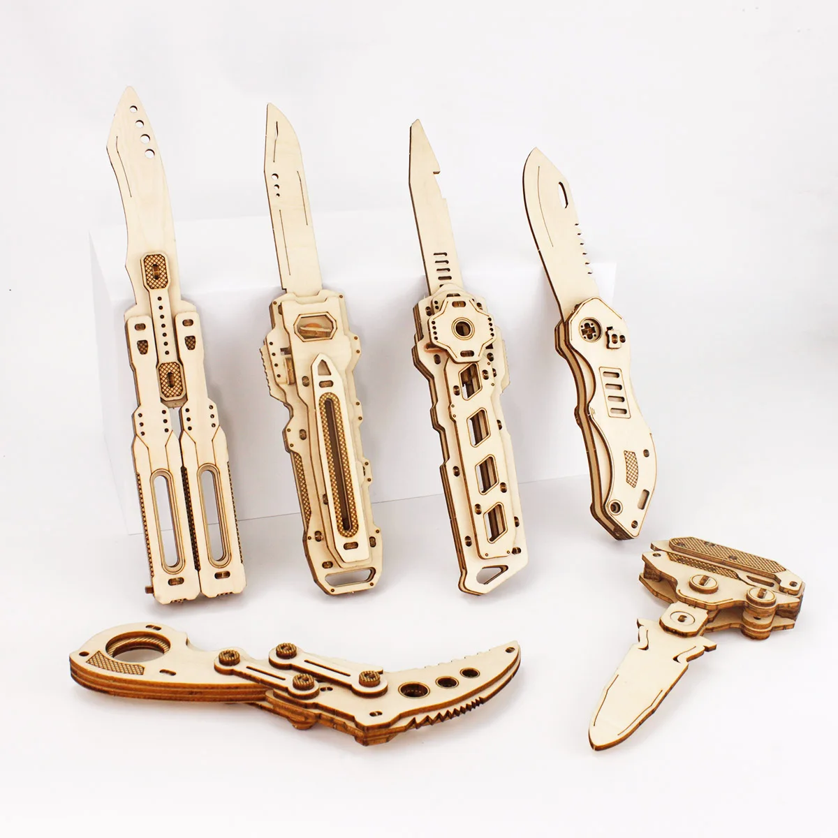 Knife Toy 3D Puzzles 6 Kinds Fake Folding Claw Butterfly Knives CSGO Building Block Learning Making Kit Gift for Adults Teens 1pair sandblast aluminum alloy folding knife scales handle patches for bugout 535 knives diy no slip grips shank rectangle style