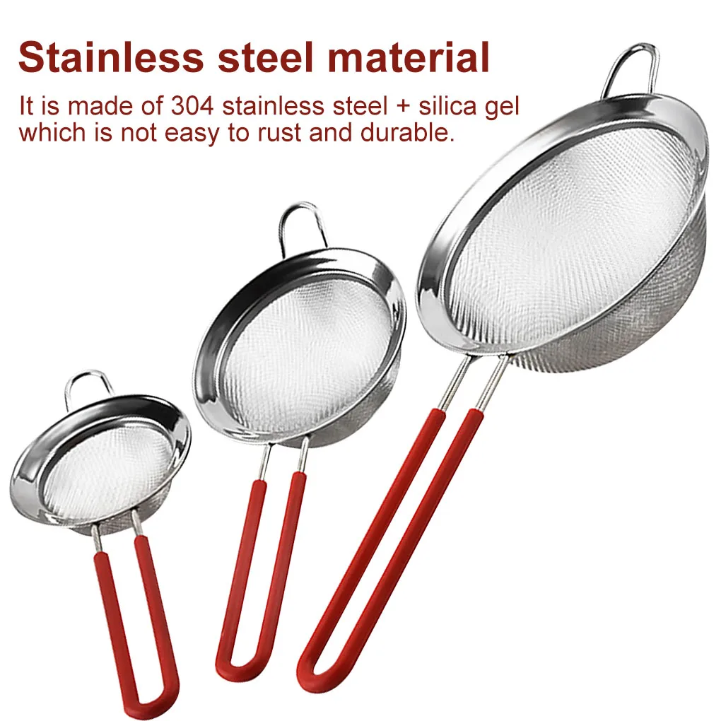 

Stainless Steel 2 Layer 30 Fine Mesh Strainer Kitchen Flour Handheld Screen Mesh Flour Sieve Oil Colander Kitchen Tools