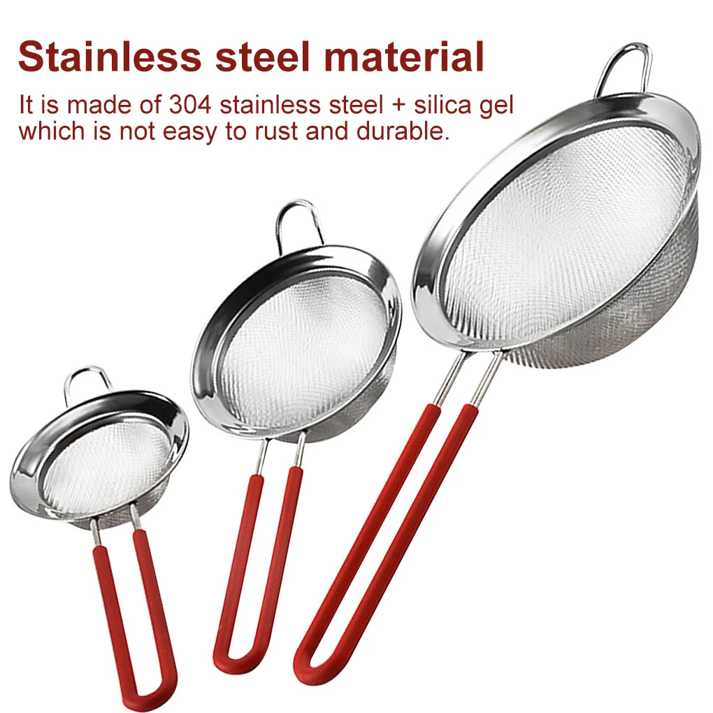 Stainless Steel 2 Layer 30 Fine Mesh Strainer Kitchen Flour Handheld