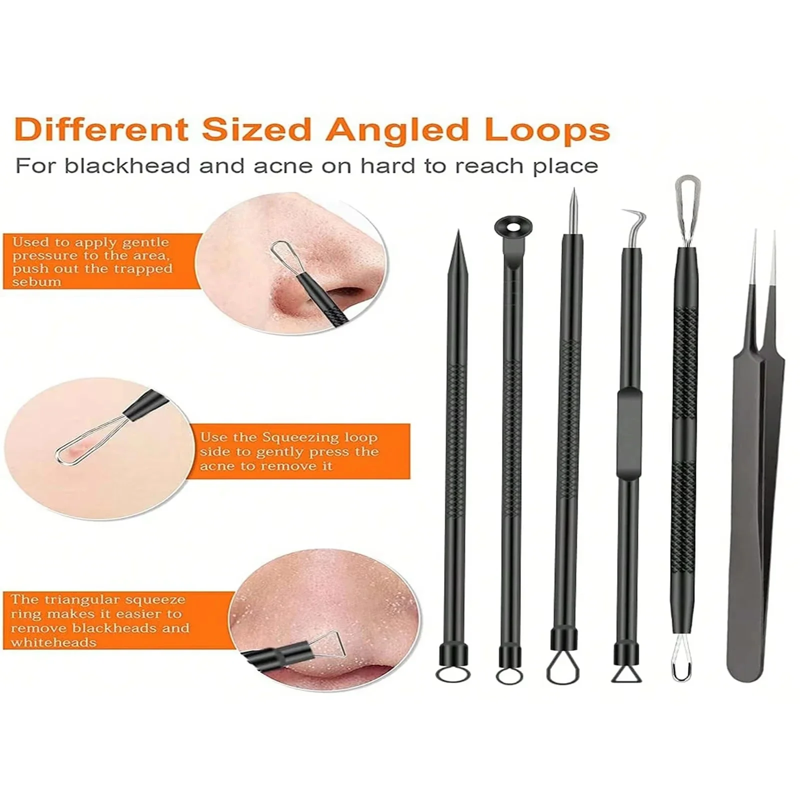 Kit de 6 outils en acier inoxydable pour l'acné et les points noirs_voghion.com