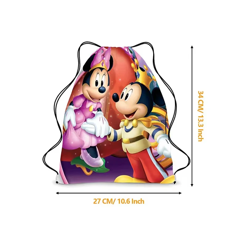 thumbnail image 1 of 6/24 piezas Disney The Red Minnie Mickey Mouse regalos de fiesta de cumpleaños bolsas con cordón no tejidas para niños mochilas escolares de natación, 1 of 5