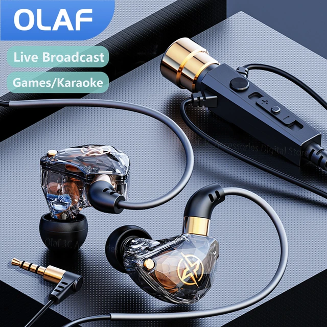 OLAF-auriculares con cable tipo C/3,5mm, cascos HiFi con micrófono, estéreo  de graves para juegos, auriculares deportivos manos libres para música -  AliExpress