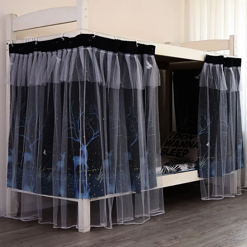 Litera Con Cortinas Azules 80x200 Cm Madera Maciza De Pino | Leroy Merlin