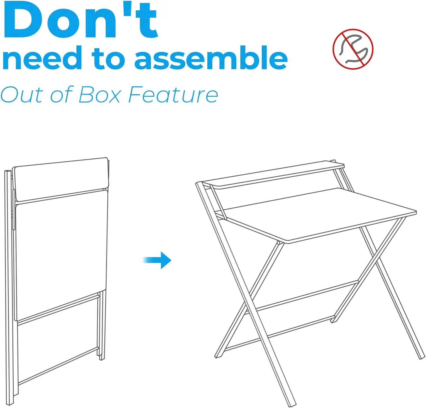 Folding Table No Assembly Required 2-tier Small Computer Desk Folding Table For Small Spaces New