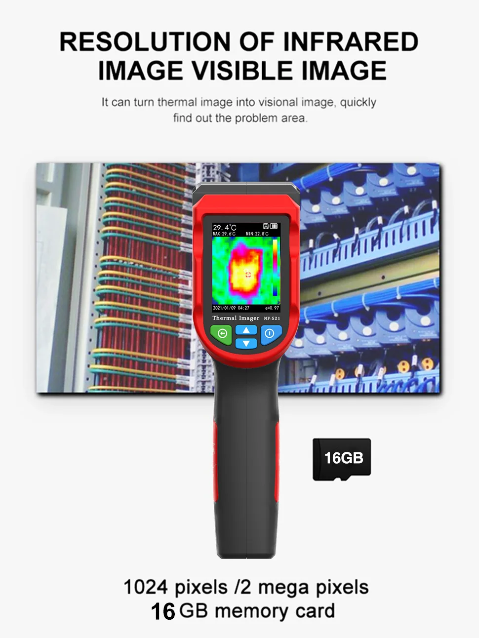 Close-up view of thermal imaging interface
