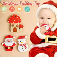 2PC Silicone Teether Baby Santa Teether Children Christmas Gift BPA Free Silicone Children's Products Children Teether 2