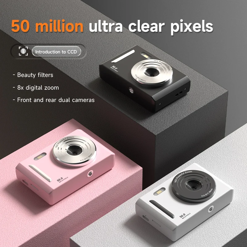 4K Digital Camera Dual Camera Flash 50 Million Pixel Retro 2.4 Inch Screen CCD Portable Card Entry-level 8x Digital Zoom Camera