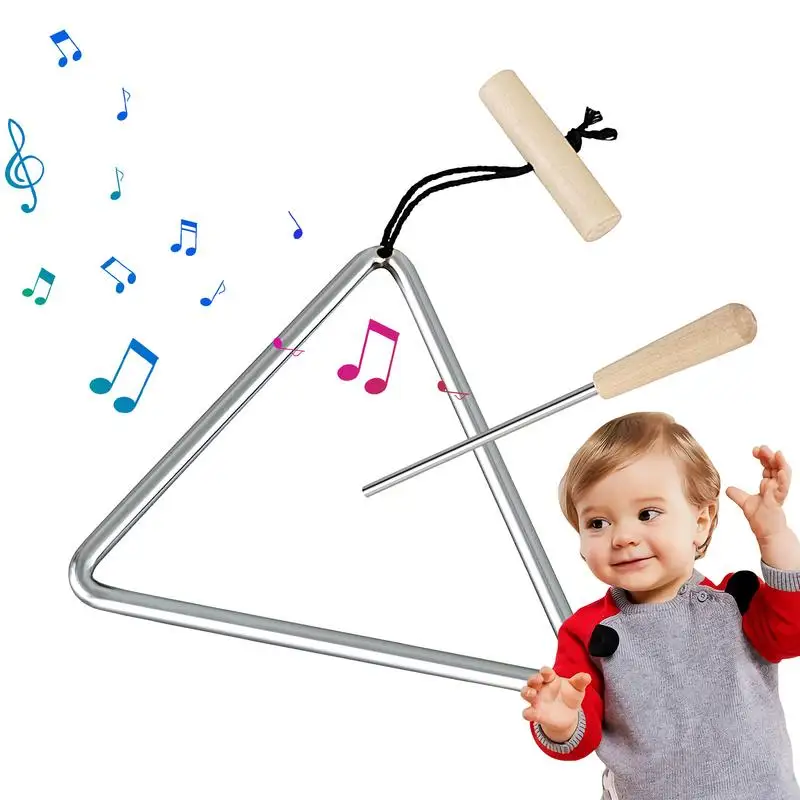 

Музыкальный треугольный инструмент, стальной музыкальный ручной инструмент, портативный ручной перкуссионный треугольный инструмент для утреннего ребенка и родителя