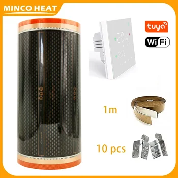 150วัตต์/ ㎡   5 ㎡   ความกว้าง 50 ซม. ประหยัดพลังงานกราฟีนอินฟราเรด PTC ฟิล์มทําความร้อนพื้นอุ่นเสื่อทําความร้อนพร้อมชุดติดตั้งเทอร์โมสตัท 20