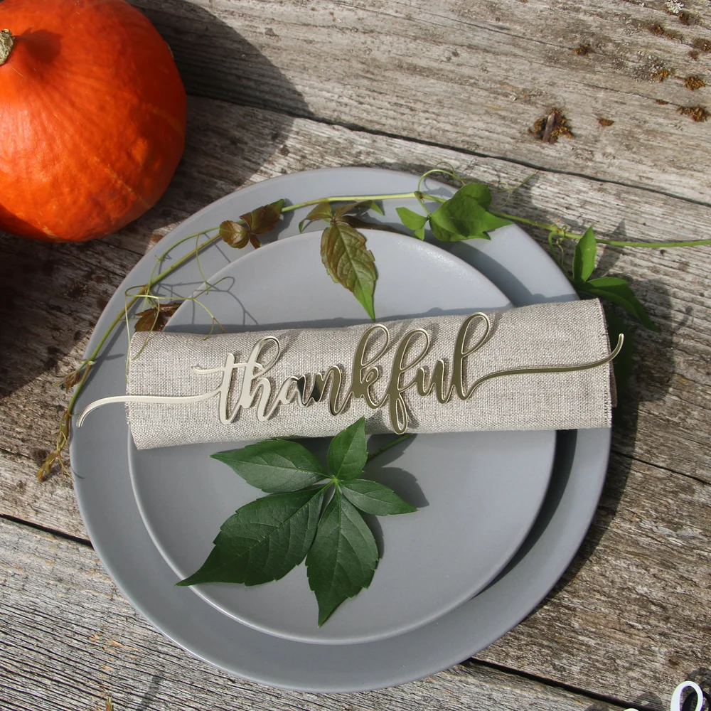 Custom Thanksgiving place card Thanksgiving table decor Thanksgiving Place Setting Grateful Thankful Blessed Place Cards