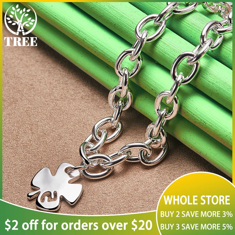 

925 Sterling Silver 18 Inch Chain Lucky 5 Four Leaf Clover Pendant Necklaces For Woman Party Birthday Gift Wedding Charm Jewelry