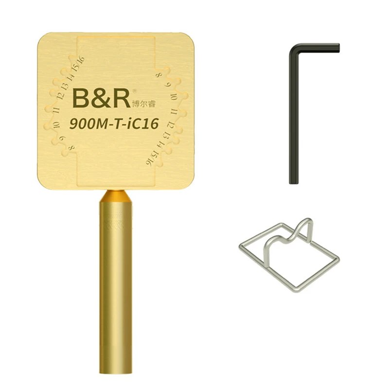 B&R 900M-T-iC16 Mini Copper CPU Glue Remove Station Extreme Heating Support For A8-A16 Chip For 936/210/T12 Soldering Stations mijing k23 pro pcb soldering fixture dual shaft pcb board soldering holder for phones motherboard cpu glue remove repair tools