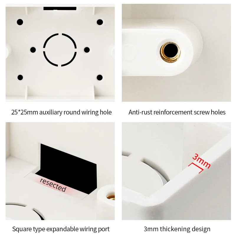 118 Type Surface Mounting Box Wall Switch Socket Bottom Installation Box Back Junction 120*74mm
