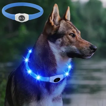 LED 발광 개 목걸이, PVC 방수, 대형, 중형, 소형 개 목걸이, USB 조명, 야간 안전, 애완 동물 빛나는 액세서리, 신제품