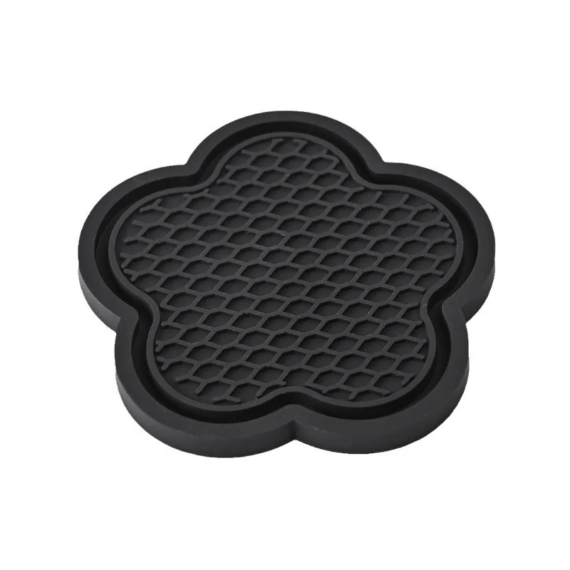Car Cup Insert Coaster Flower Shaped Silicone Waterproof Non-Slip Sift-Proof Spill Saucer 2PCS