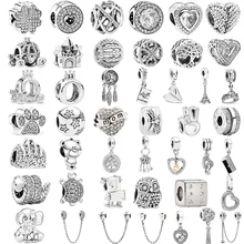 

Hot Sale Jewelry Women Bracelets DIY Designer Charms Joyas De Plata 925 Fit Original Pandoraer Sterling Silver Bangle Beads Gift