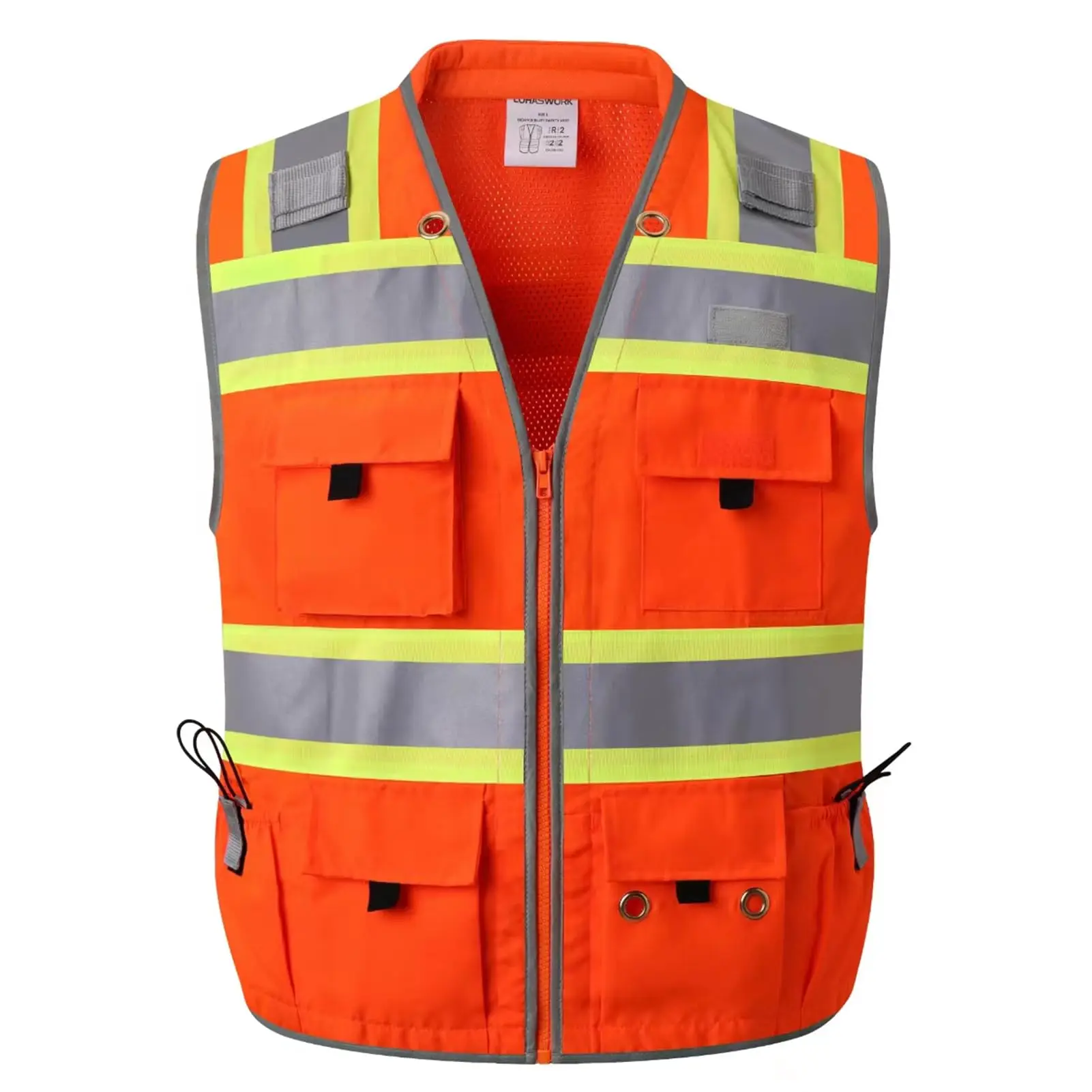 Surveyor Safety Vest Reflective for Men Class 2 Safety Vests with Pockets and Zipper High Visibility Vest