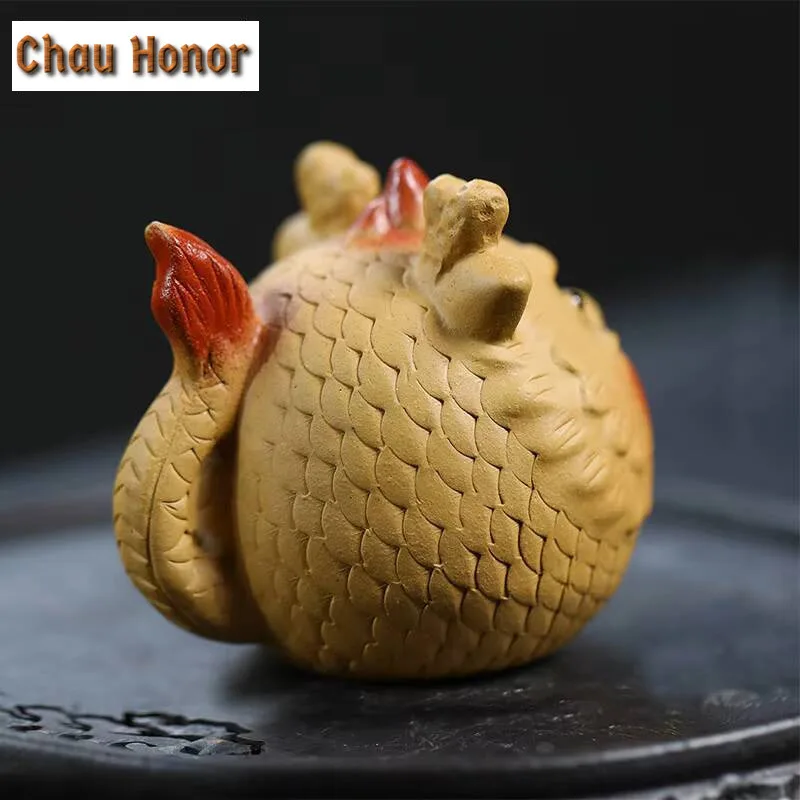 Boutique Fat Dragon Yixing Zisha Tea Pet Antique Te Games Toys Tea Figurine Household Tea Ceremony Tea Statue Cha Supplies Gift