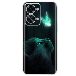 Stylish Painted Soft Silicone Clear TPU Phone Case Cover with Bumper Protection for OnePlus Nord 2T (Lotus root color)