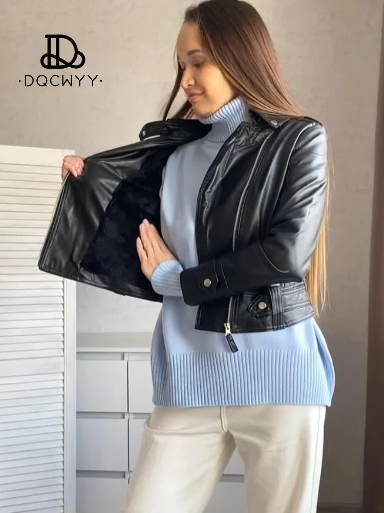 Jackets for Women Autumn Women's PU Jacket Fashion Black Short Coat 2024 Slim Lapel Motorcycle Tops Casual Faux Leather Jacket