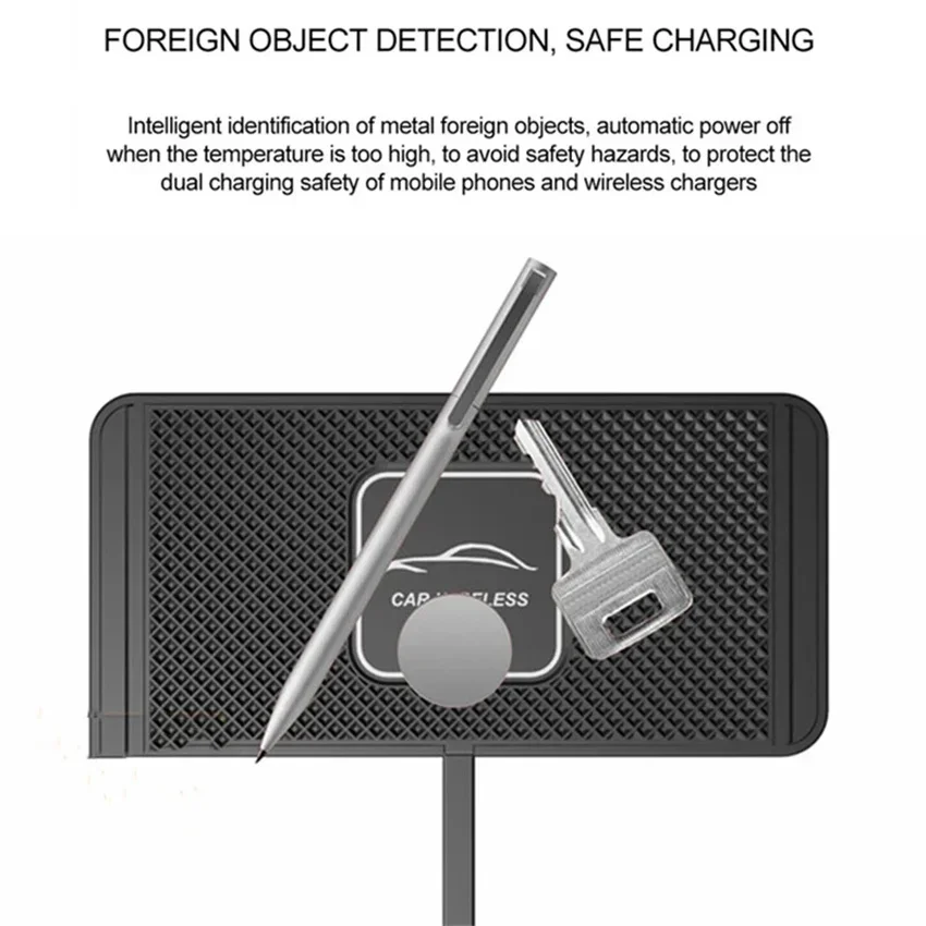 Silicone Pad Stand Wireless Charger Car For iPhone15 14 13 12 Xiaomi Samsung Huawei Mobile Phone Fast Car Wireless Charging