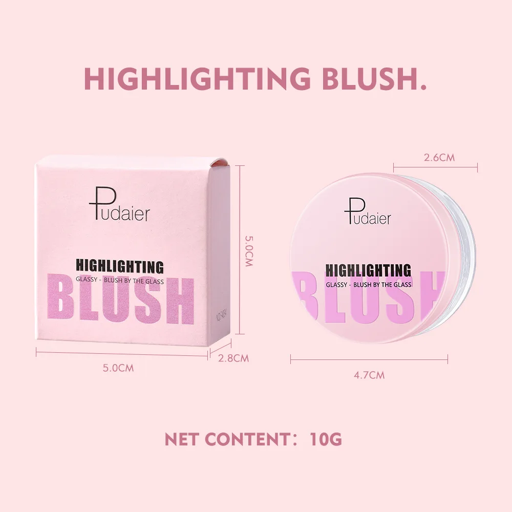 Pudaier Glass Warm Change Blush Clear Color Changing Gel High Shine Blush Cream Moisturizes Natural Nude Blush Blush 5