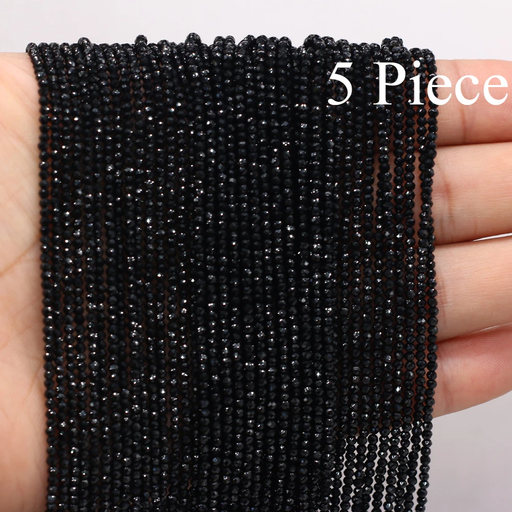 5 조각 2mm 검은 천연 석재 세미 귀중한 스피넬 루즈 비즈 보석 만들기 DIY 여성 팔찌 목걸이 액세서리