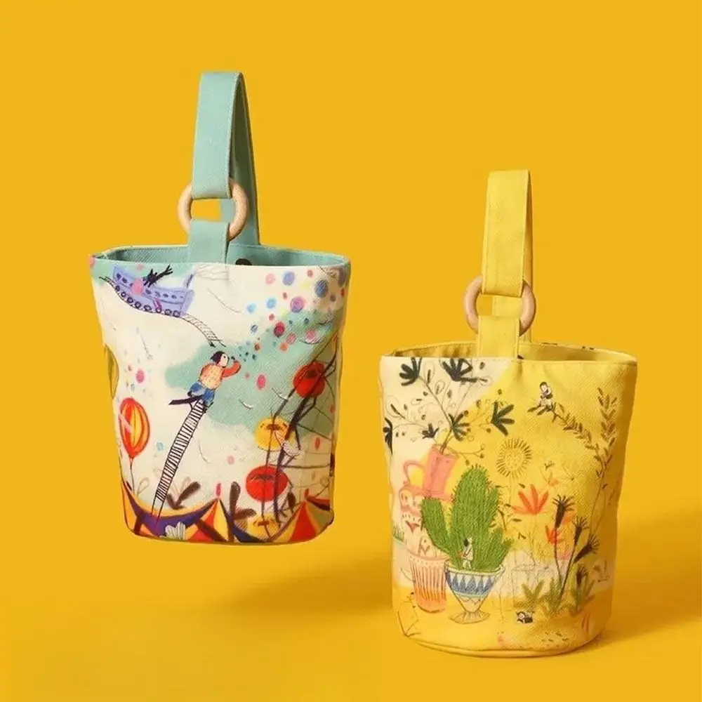 

Сумка-мешок для иллюстраций Canva, Подарочная Портативная сумка для ланча с мультяшным принтом, вместительная сумка-тоут