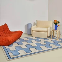 Modern Style Bedroom Decor Bedside Carpet Thicken Trendy Art Floor Mat Classic Vintage Plaid Rug Home Irregular Plush Carpets 2