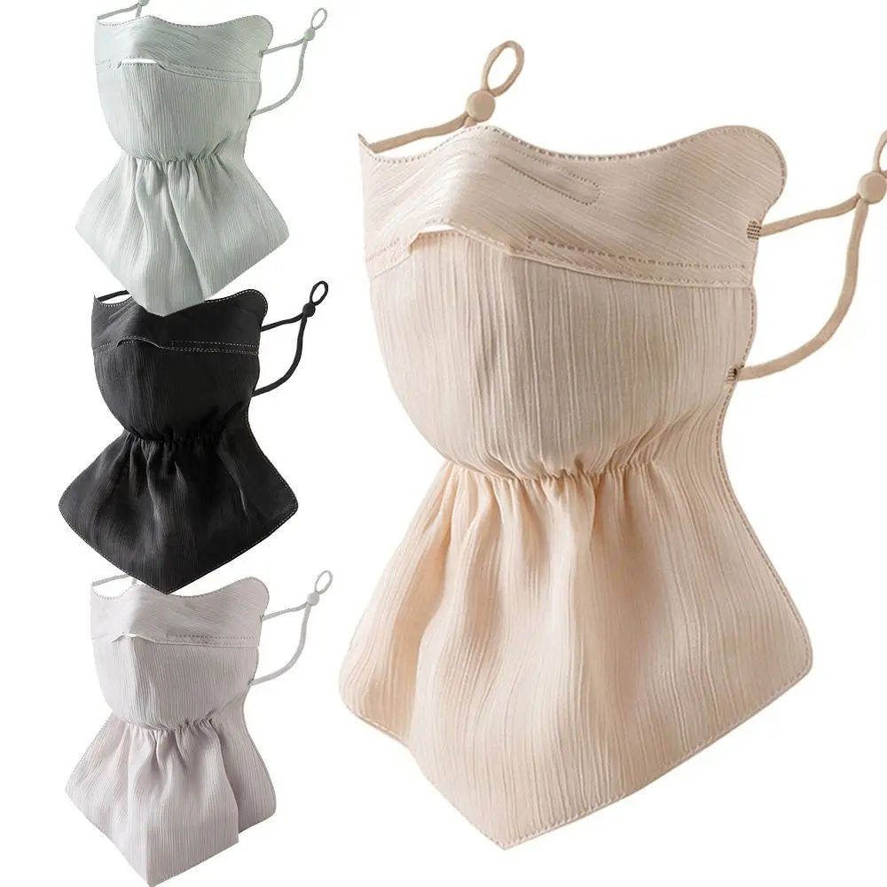 Ice Silk Mask Face Cover for Women Anti-UV Quick Drying Breathable Sunscreen Mask Bandana UPF50+ Hanging Ear Scarf