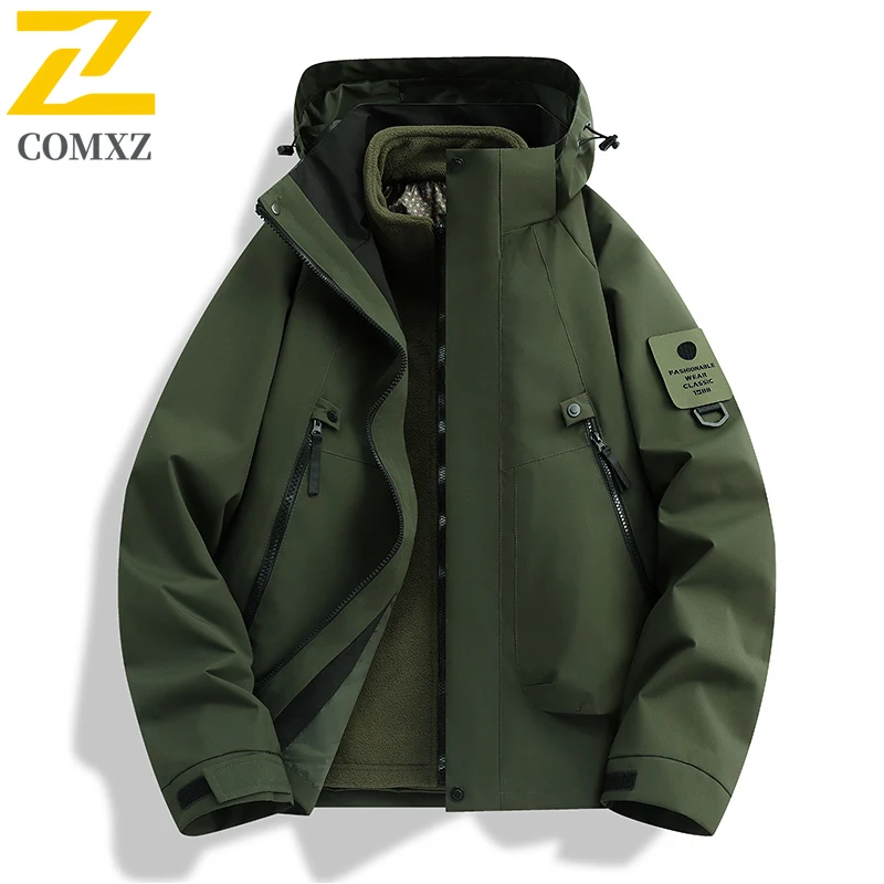 COMXZ Mens Jacket Thickened Mountaineering Windproof Warm Parka Casual Daily Style Comfortable Cold Resistant Winter Clothing
