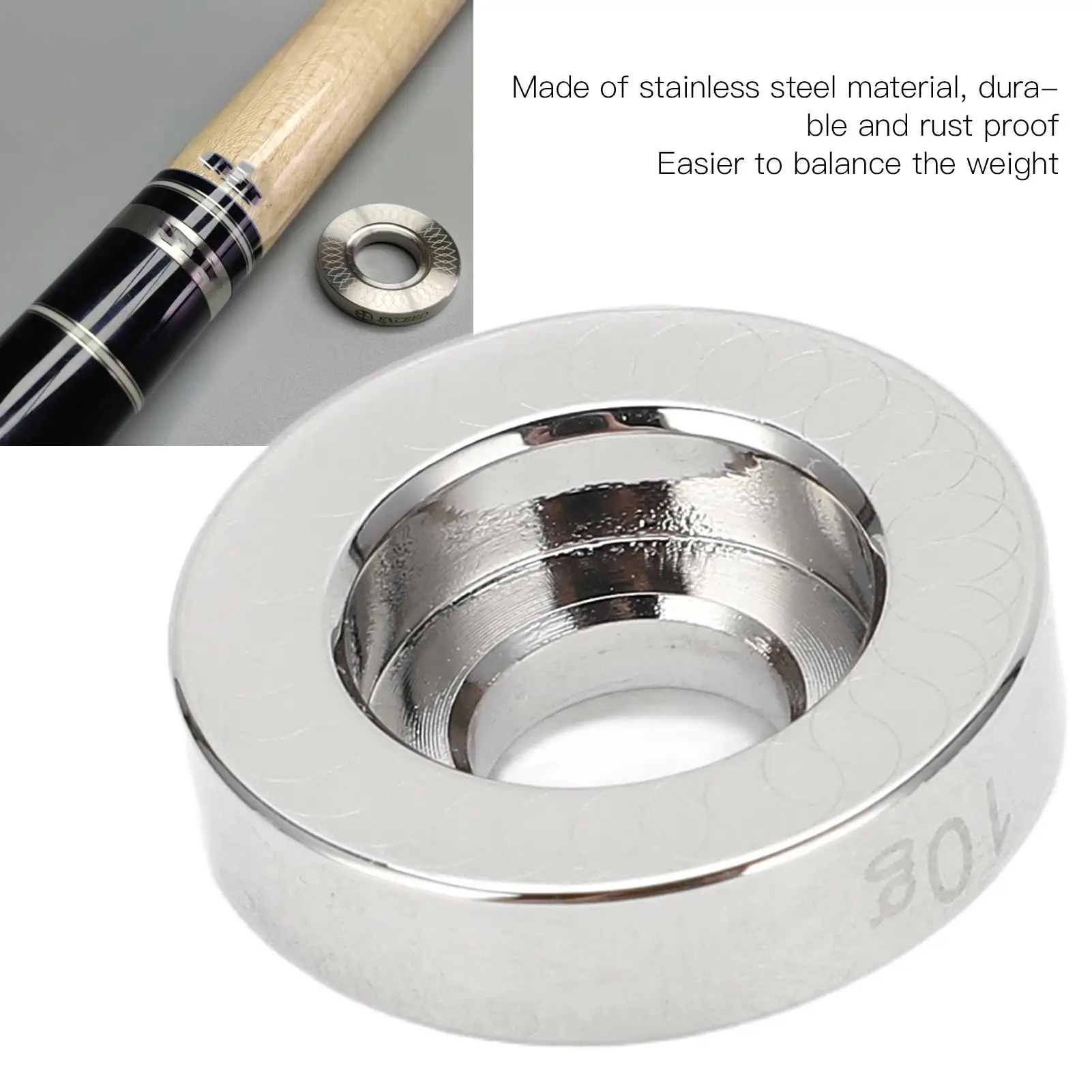 Stainless Steel Pool Cue Balance Ring 5 /16‑14 Weight for Billiard Stick Training Comp
