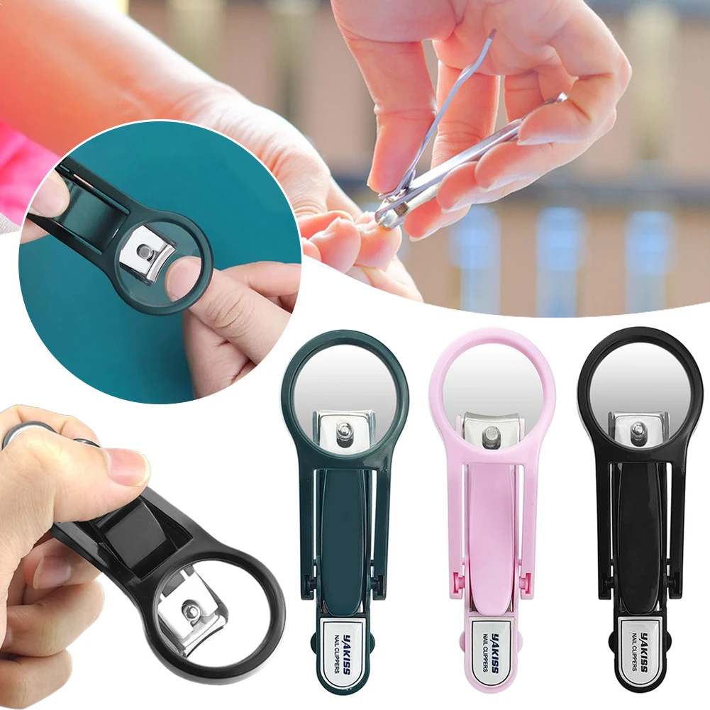 Nail Clipper With Magnifying Glass Stainless Steel Elderly Nail Clippers Anti-Splash Precise Cutting Trimming Tool For Home