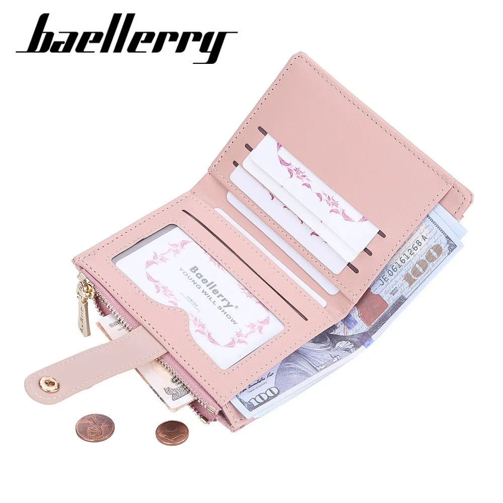 Compact Baellerry Women Wallet Short with RFID Shield - 4 Card Slots, Zipper Closure - Christmas Stocking Stuffer