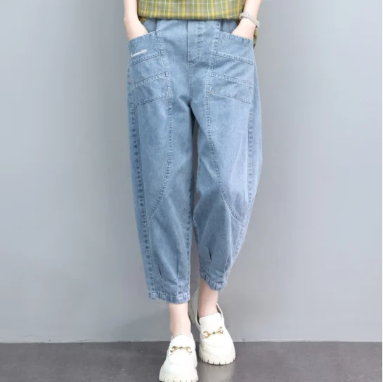 Women Summer Casual Jeans New Arrival 2023 Simple Style All-match Loose Comfortable Thin Female Calf-length Denim Pants