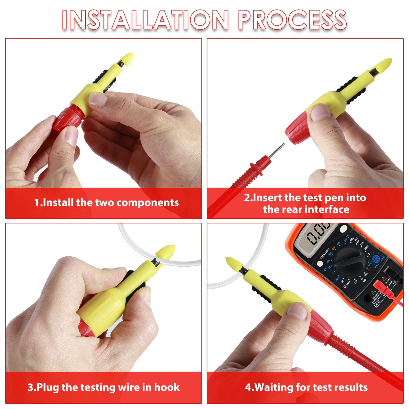 4PC Wire Piercing Probe Insulation Piercing Clip Wire Piercing Tool for Multimeter Voltage Thermometer Voltmeter Testing 2mm 4mm 5
