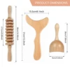 Wooden Massage Roller Tool Set, Lymphatic Drainage Massager Maderoterapia Kit, Manual Massage Tool for Body Massage Gua Sha Set 6
