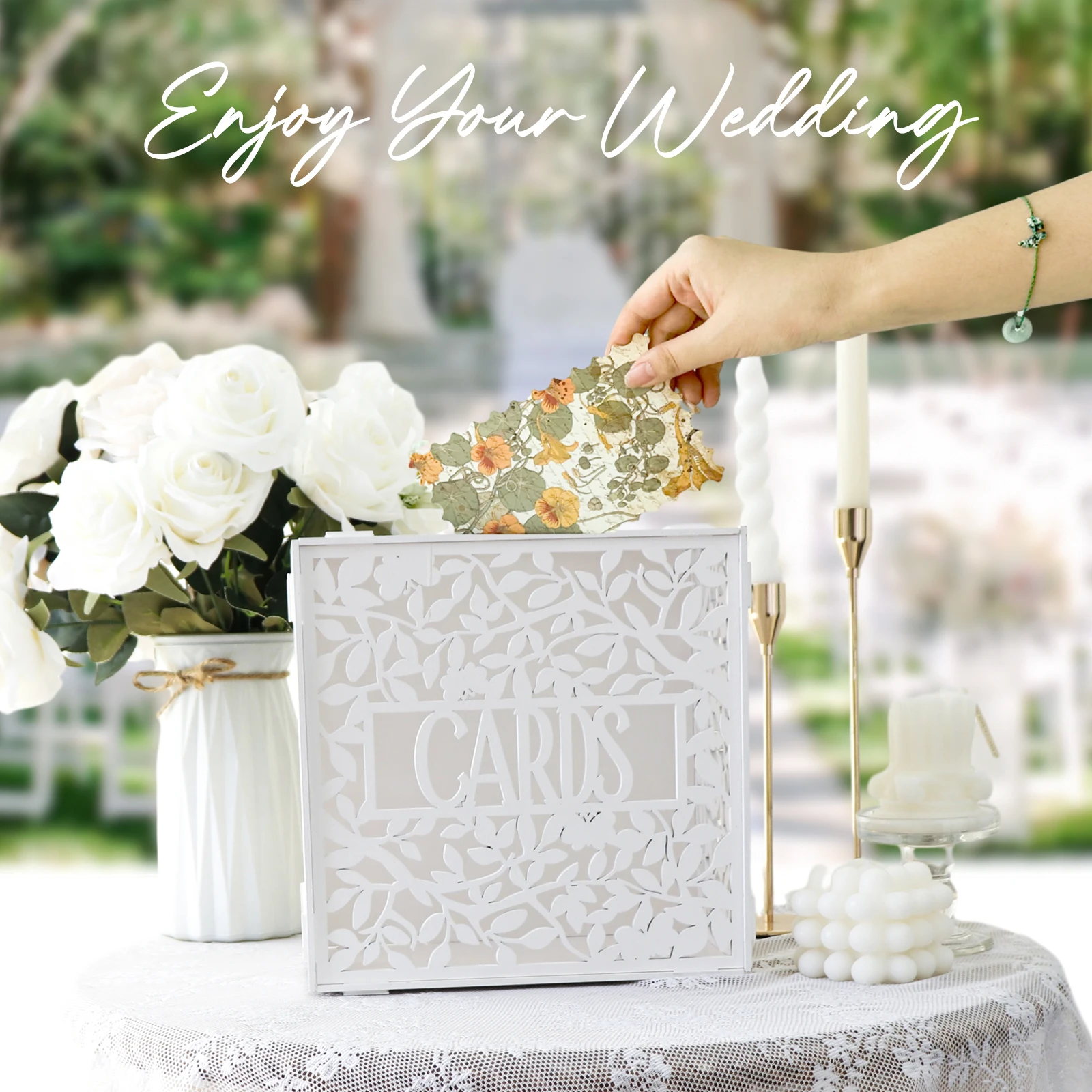 Wooden Gift Card Box Hollow Slot For DIY Wedding Memory Decorations