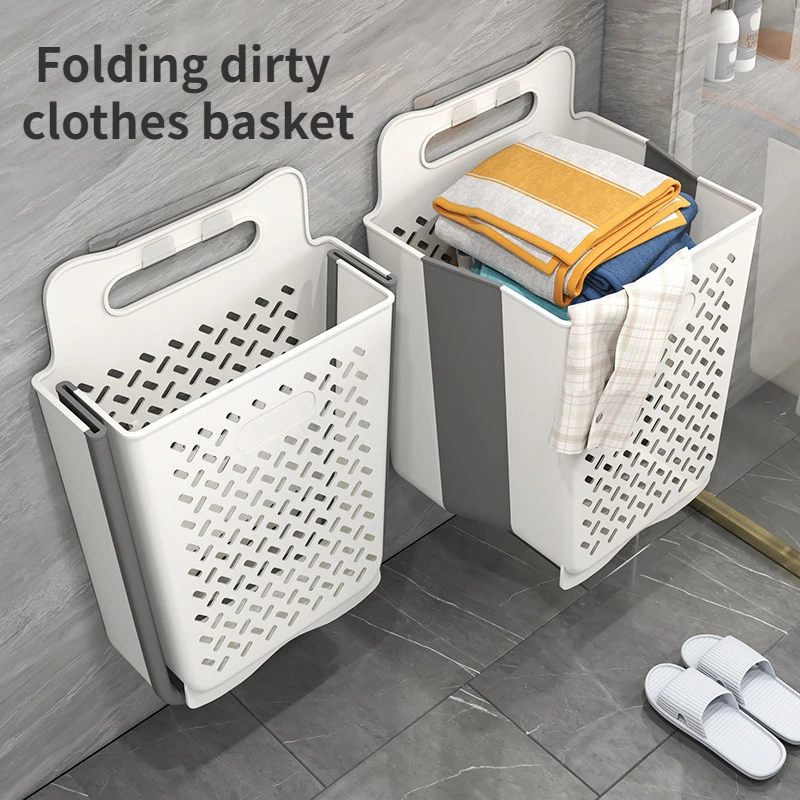 Wall Hanging Foldable Laundry Hamper Porous and Breathable Clothes