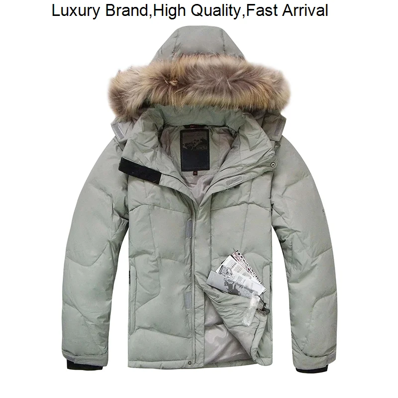 

New 2023 Duck Warm Down Coat Raccoon Fur Waterproof Hooded Brand Winter Men Fashion Goose Jacket