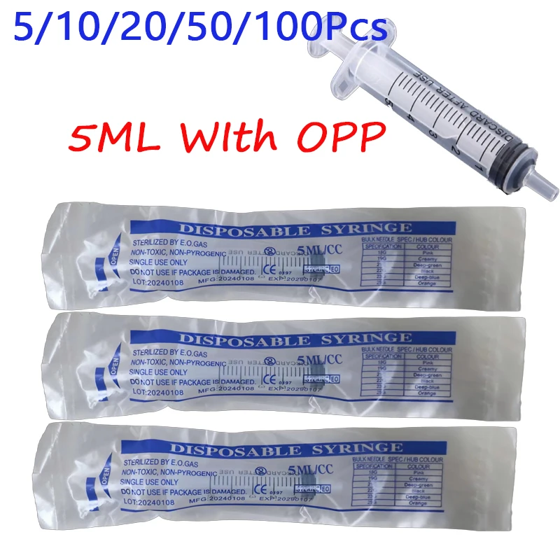 5-100Pcs 5ML Nutrient Mini Plastic Syringes Without Needle Measuring ...