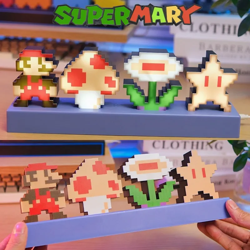 Super Mario Bros Smart Sound Control Led Light Music Rhythm Pickup Ambientale Lampada Da Notte Illuminazione Per Compute Gaming Desktop Decor