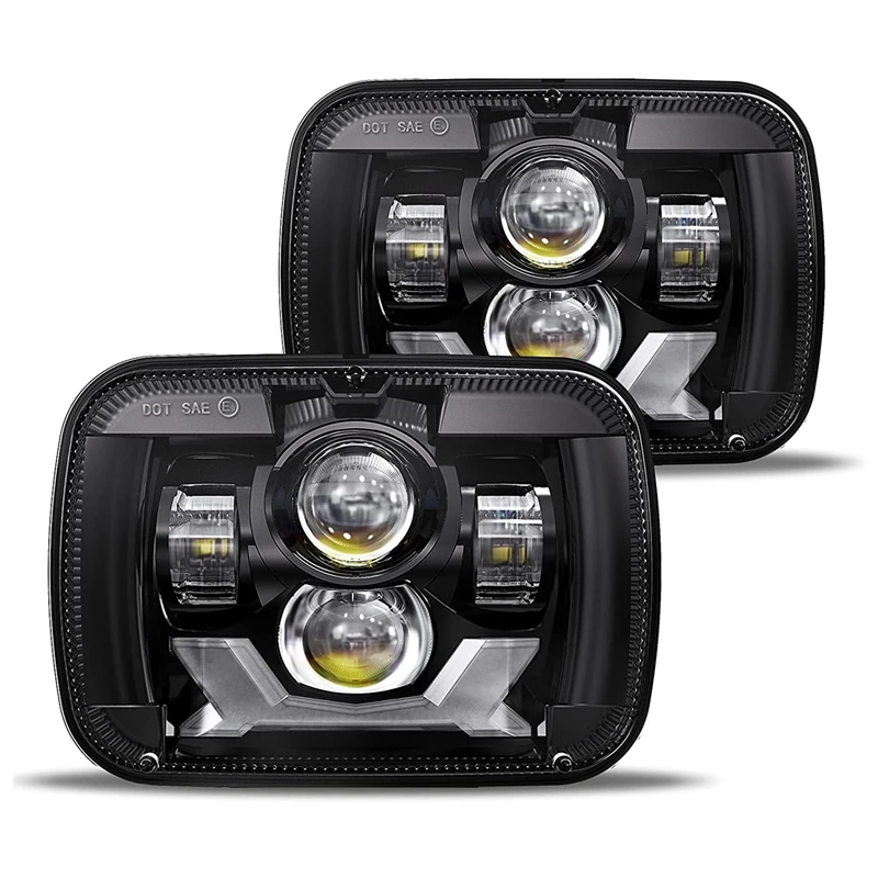 2 Pack 180W LED Headlights, 5X7 7X6 Headlights with DRL Turn Signal for