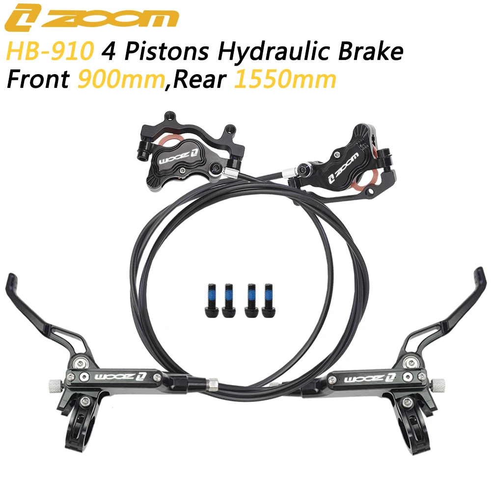 

ZOOM HB-910 4 Pistons Hydraulic Disc Brake Front 900mm Rear 1550mm for MTB Bike Hydraulic Brakes Bicycle Parts