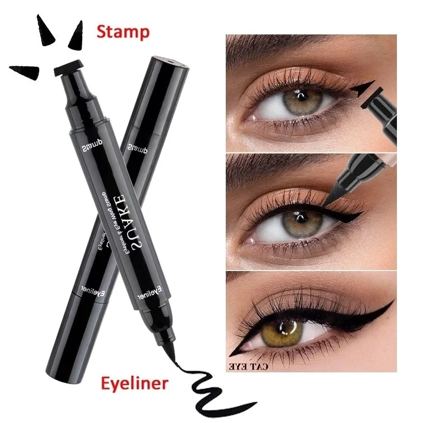 Black Stamp Eyeliner Waterproof Double sided Eye Pen Graphic Liquid Cat Eye Liner Matte Eye Pencil linner Makeup Women Cosmetic